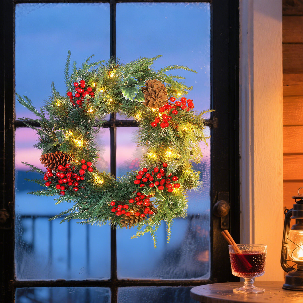 Ghirlanda Natalizia 60 cm con Luci LED e TIMER