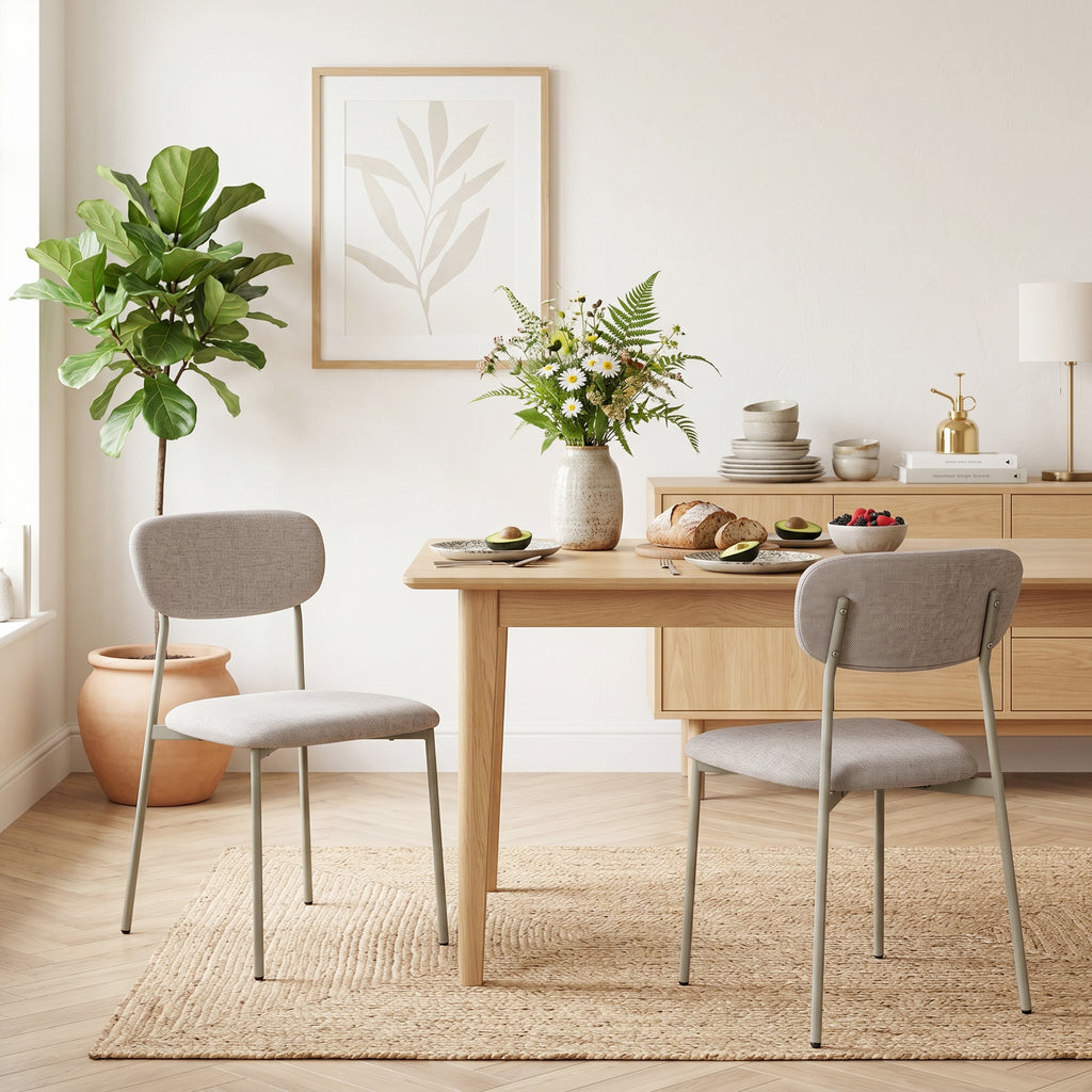 Set 2 Sedie da Pranzo Impilabili Marrone Chiaro