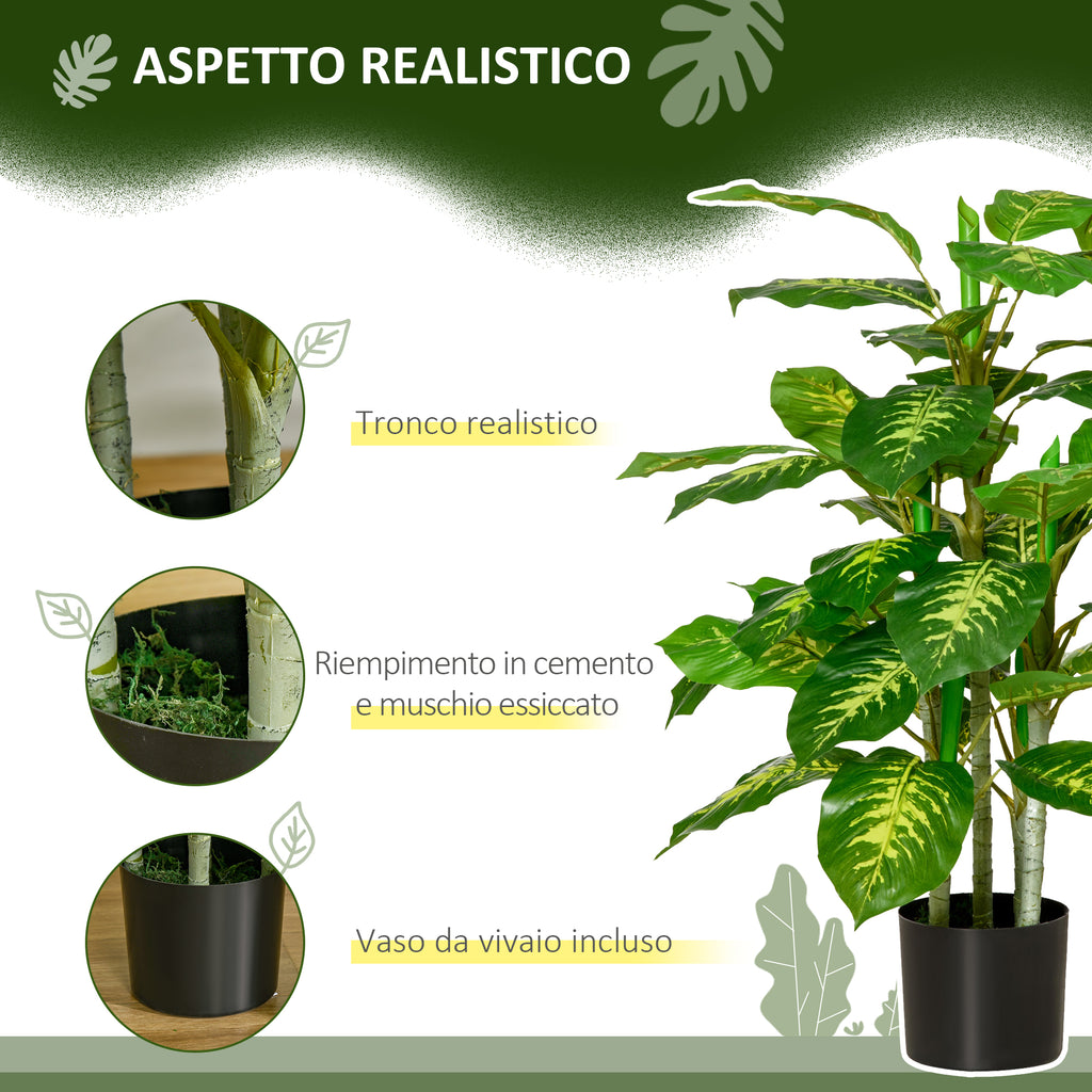 Pianta Artificiale Sempreverde 95 cm con Vaso Nero