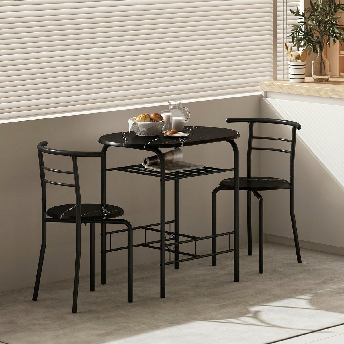 Set Tavolo e 2 Sedie Salvaspazio per Cucina e Balcone