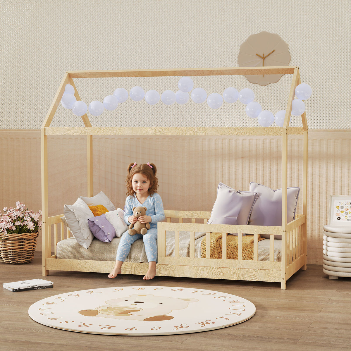 Letto a Casetta in Legno di Pino per Bambini