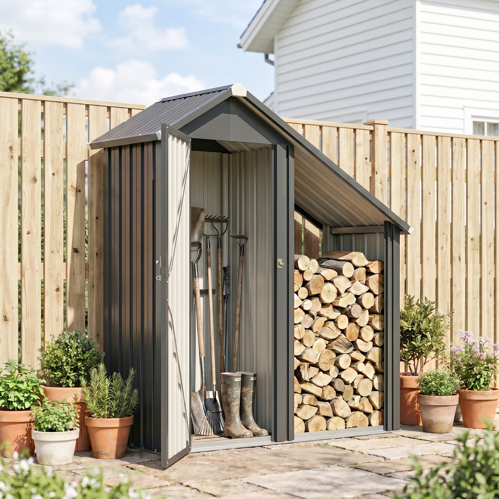 Portalegna da Esterno con Armadietto Portautensili