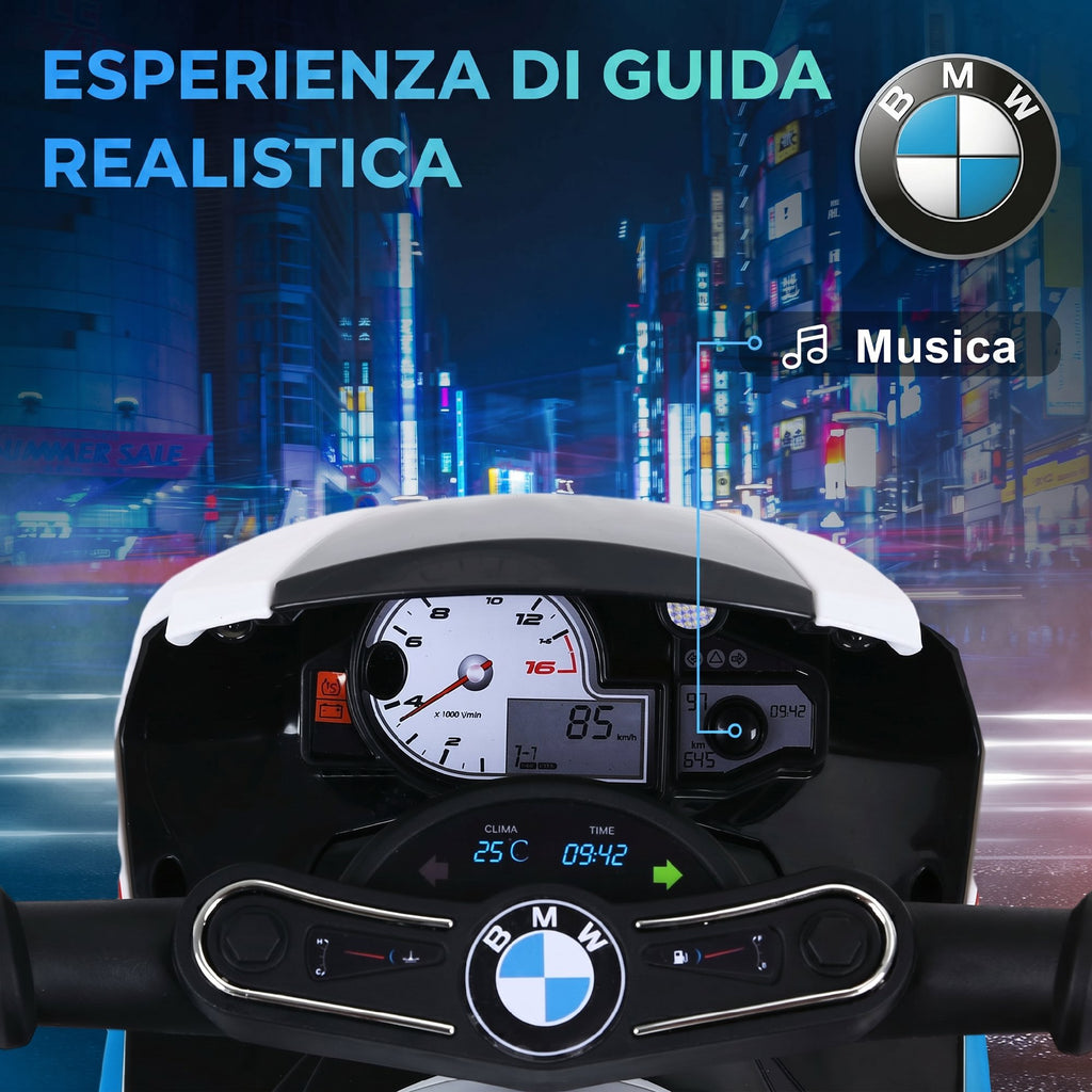Moto Elettrica BMW S1000 RR a 3 Ruote 6V per Bambini Blu