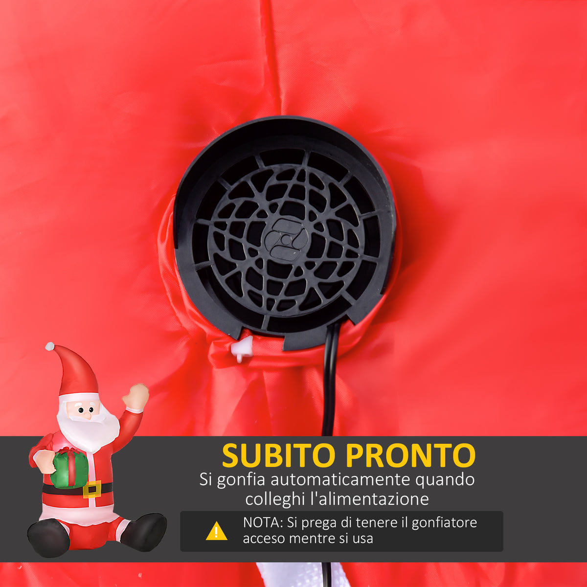 Babbo Natale Gonfiabile Impermeabile 120 cm con Luci LED