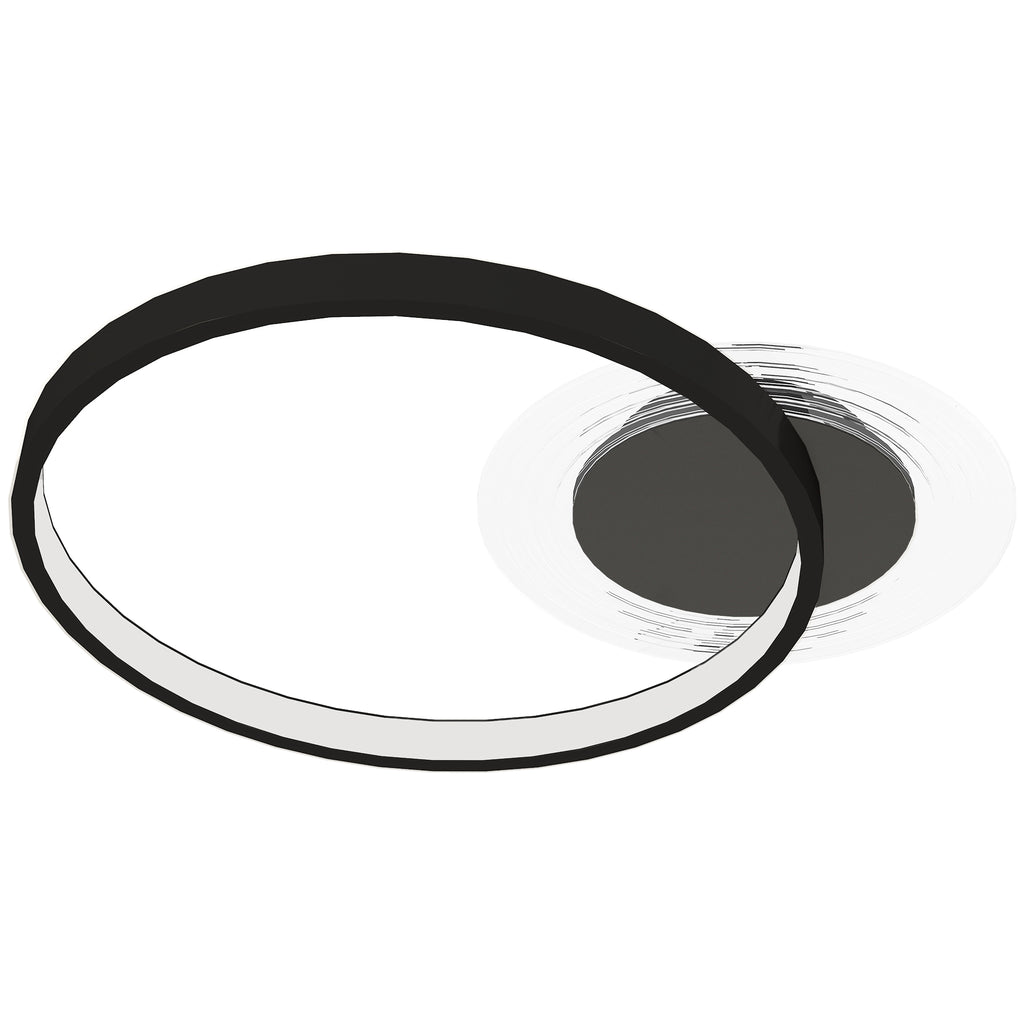 Plafoniera LED Moderna a 2 Anelli Nera 30W