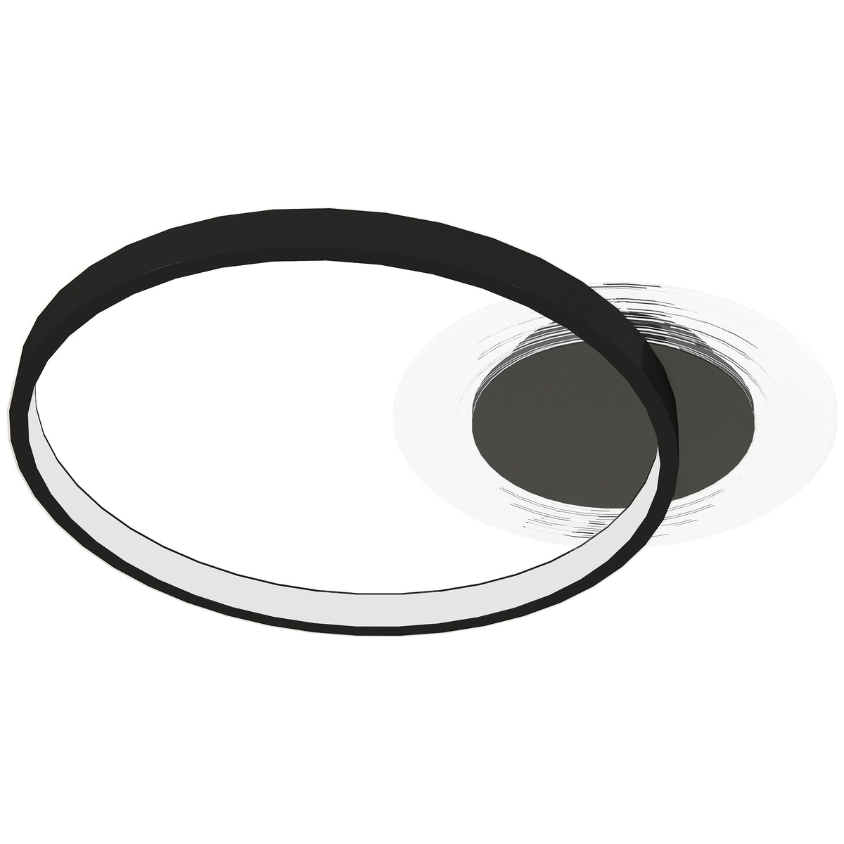 Plafoniera LED Moderna a 2 Anelli Nera 30W