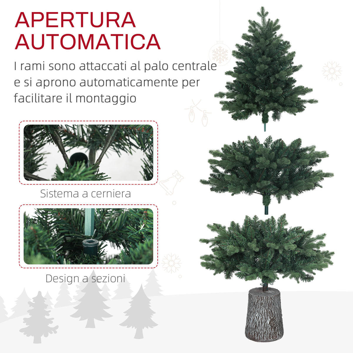 Albero di Natale Artificiale 150 cm con 994 Rami