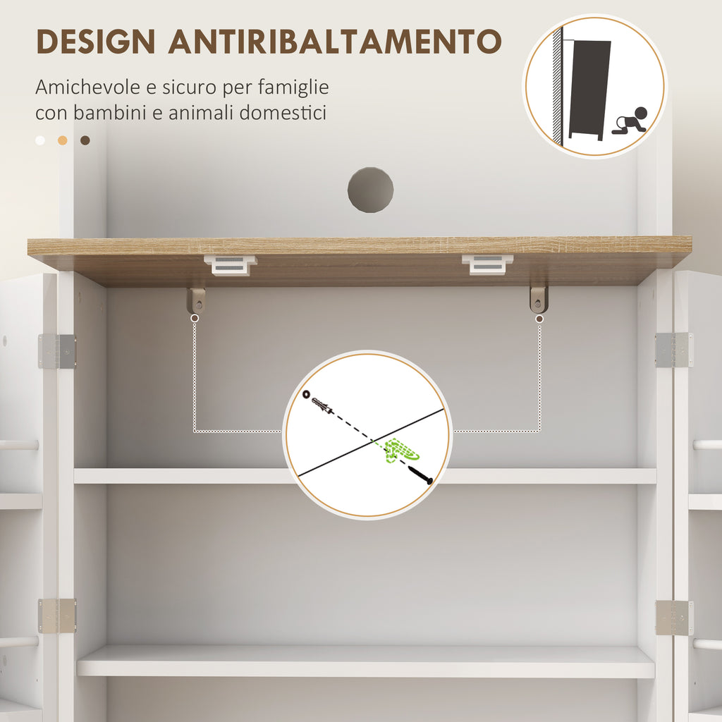 Mobile Porta Microonde con Ripiani Aperti, Armadietto e Portaspezie 60 x 35 x 169 cm