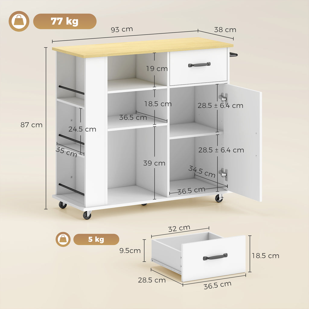Mobile Cucina Bianco con Cassetto e Ripiano Regolabile