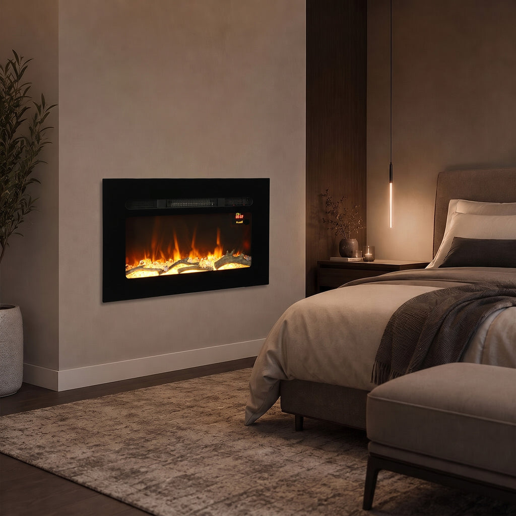 Caminetto Elettrico da Incasso o Parete 60 cm 1800W