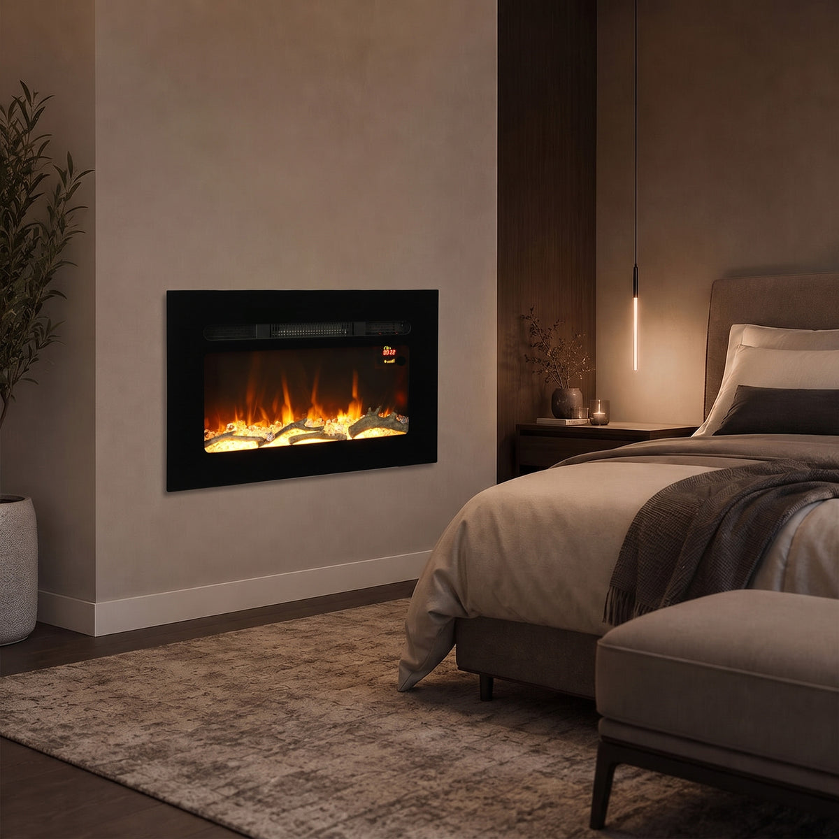 Caminetto Elettrico da Incasso o Parete 60 cm 1800W