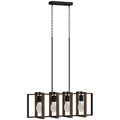 Lampadario Rustico Nero e Marrone a 4 Cornici