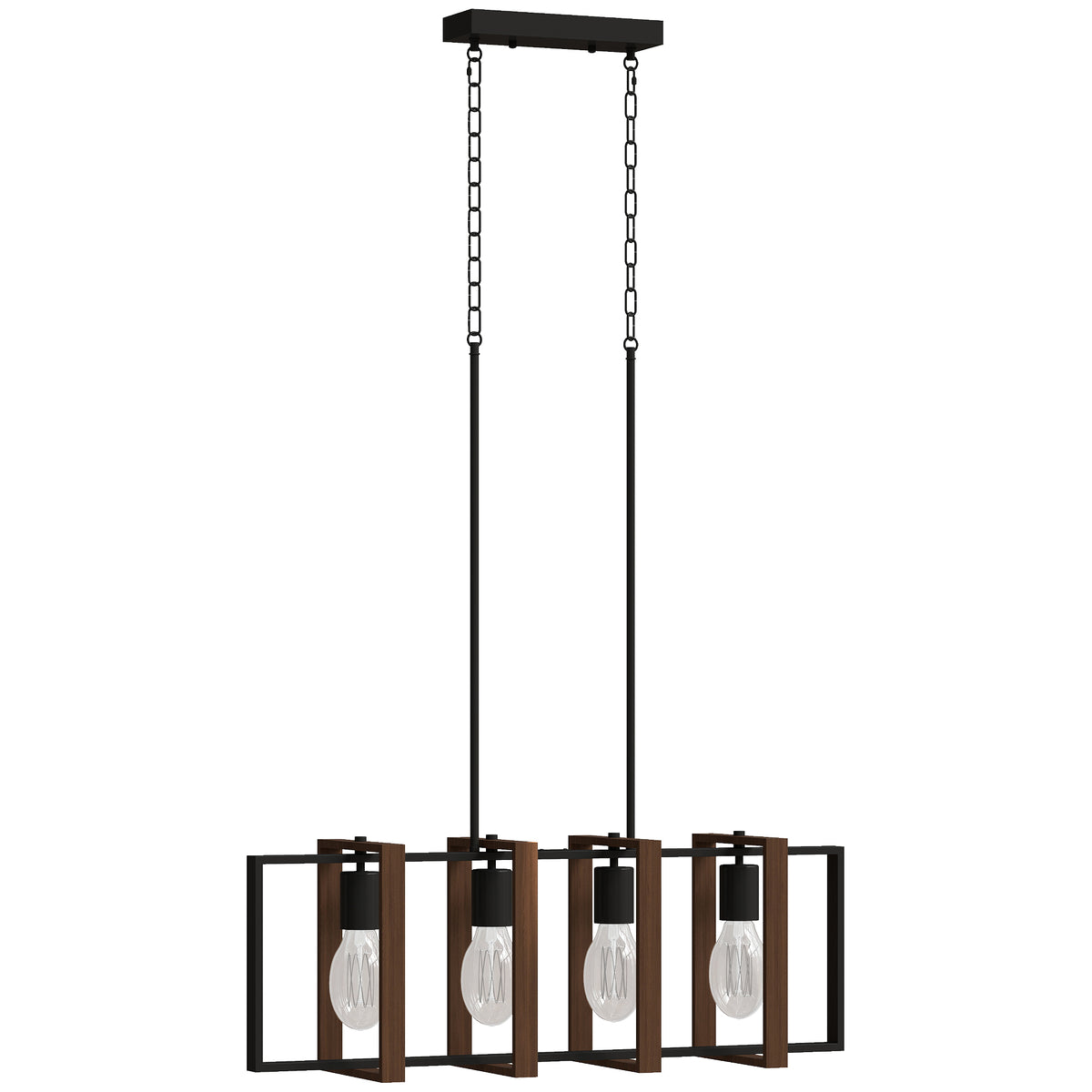 Lampadario Rustico Nero e Marrone a 4 Cornici