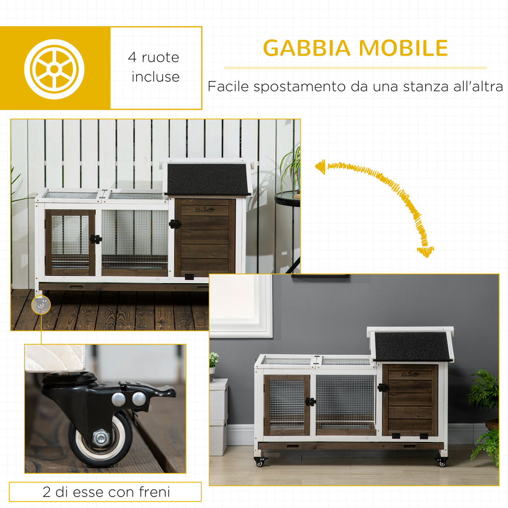 Conigliera in Legno con Ruote e Tetto Apribile