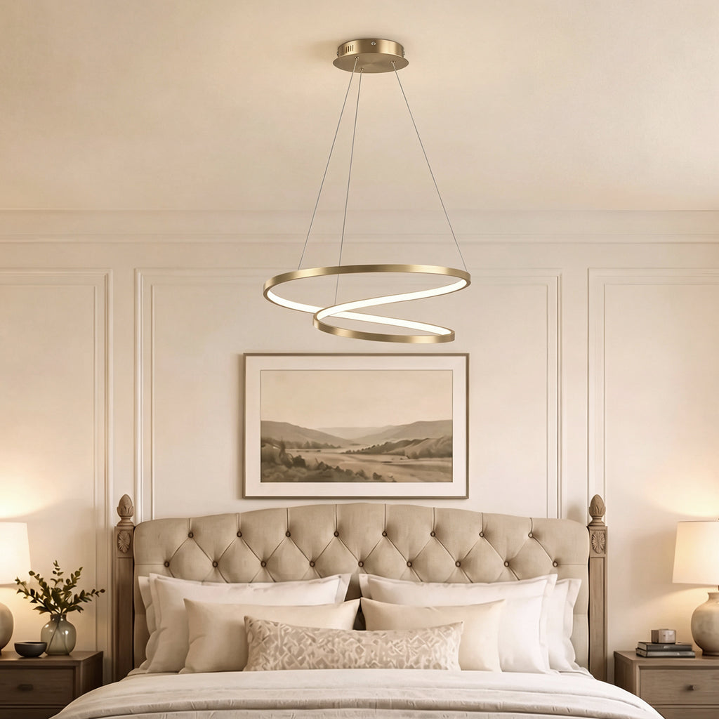 Lampada Sospensione LED Oro con 2 Anelli