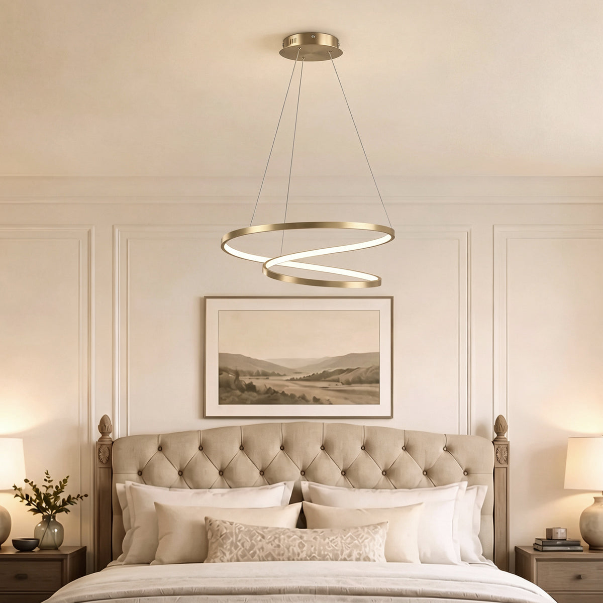 Lampada Sospensione LED Oro con 2 Anelli