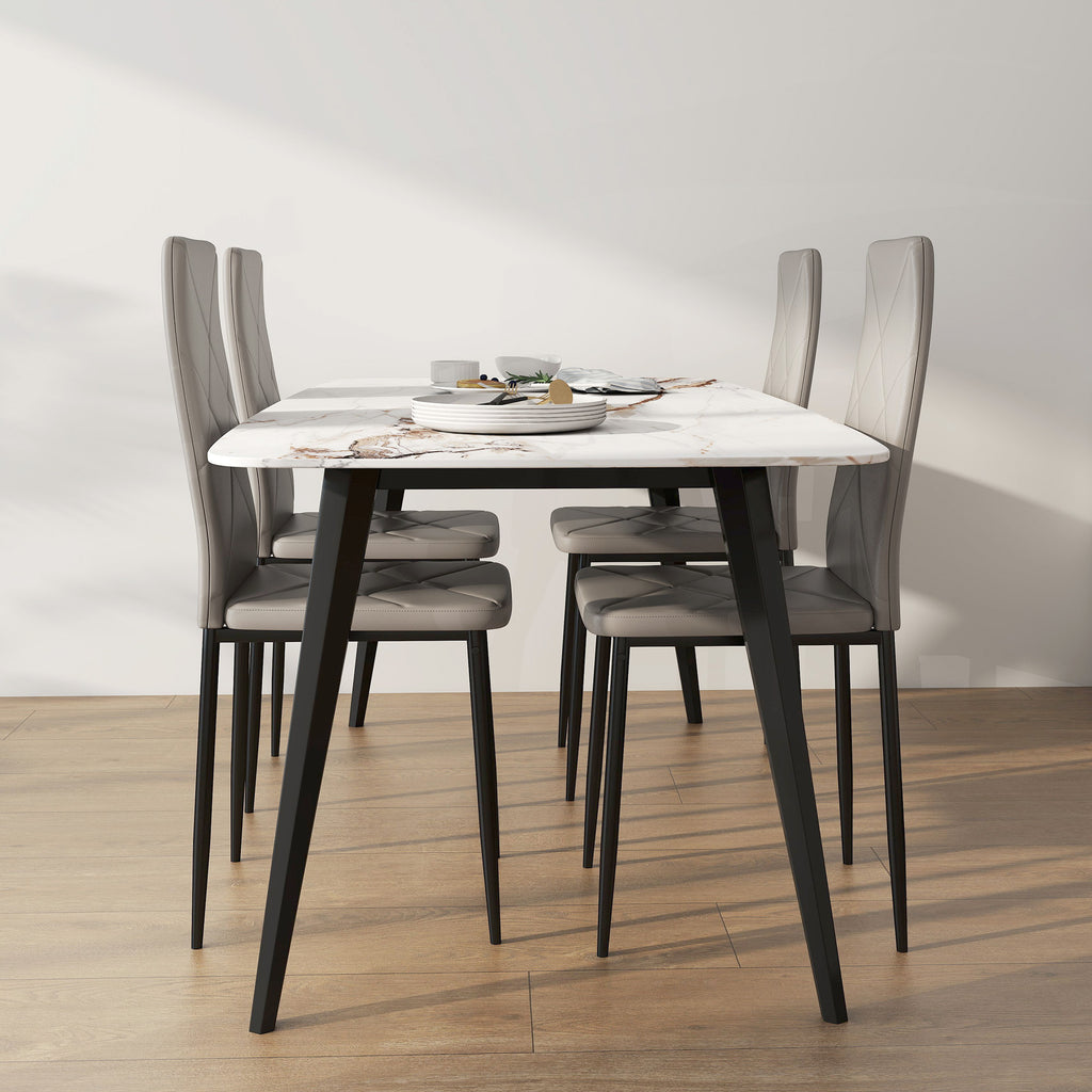 Set 4 Sedie da Pranzo in Finta Pelle Grigia