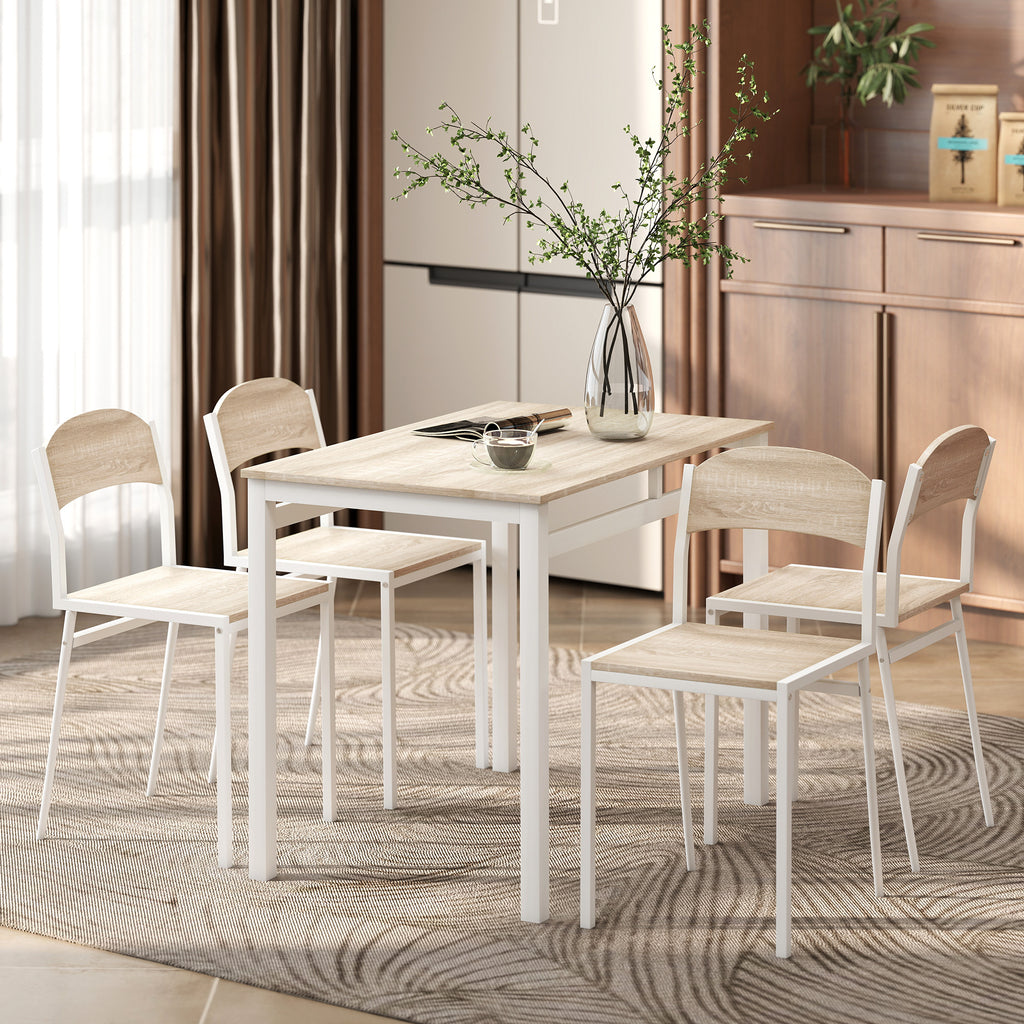 Set da Pranzo con Tavolo e 4 Sedie Bianchi