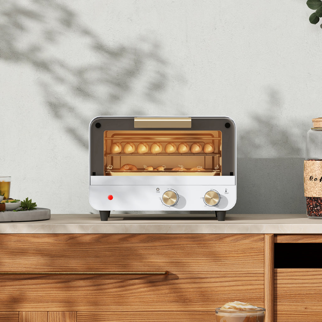 Fornetto Elettrico 12 L con Timer Bianco e Oro