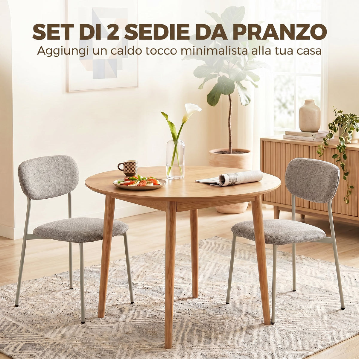 Set 2 Sedie da Pranzo Impilabili Marrone Chiaro