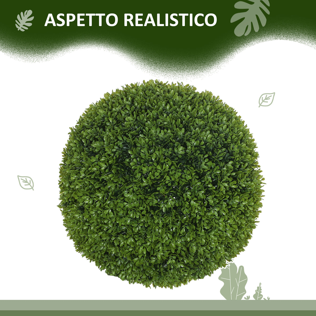 Set 2 Sfere di Bosso Artificiali con Protezione UV