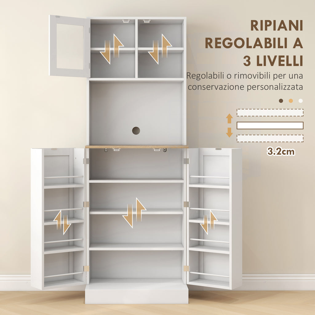 Mobile Porta Microonde con Ripiani Aperti, Armadietto e Portaspezie 60 x 35 x 169 cm
