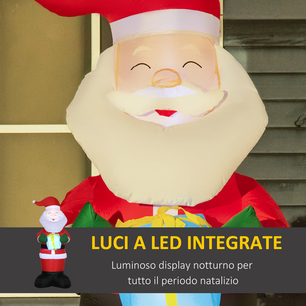 Babbo Natale Gonfiabile con Regalo, 3 Luci LED 184 cm