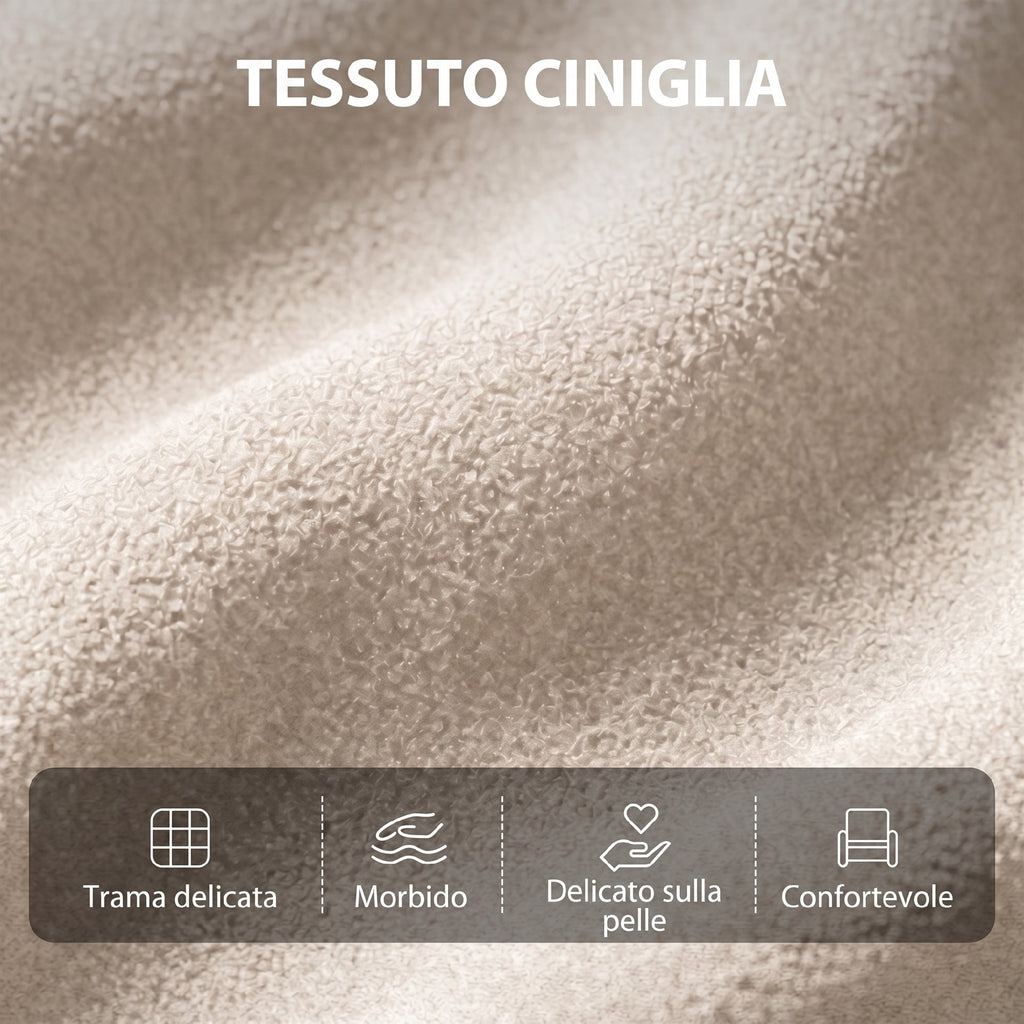 Poltrona Relax Massaggiante Reclinabile Manuale 160° in Ciniglia Color Crema