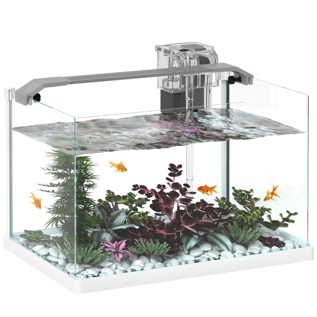 Acquario in Vetro 20L con Luce LED, Filtro e Pompa dell'Acqua Bianco