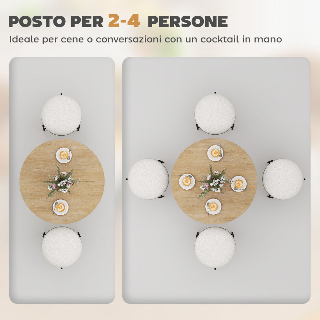 Tavolo da Pranzo Rotondo Stile Industriale con Gambe a Croce Effetto Quercia