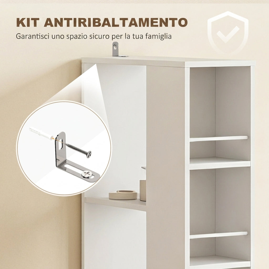 Mobile Bagno Alto Slim Bianco con 2 Cassetti