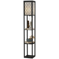 Lampada da Terra Moderna con Libreria a 3 Livelli 26 x 26 x 160 cm