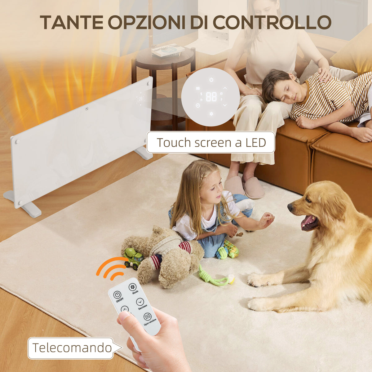 Riscaldatore a Convezione 2000W con Timer e Telecomando