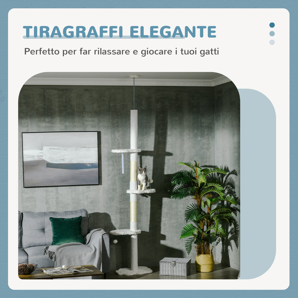 Albero per Gatti a Soffitto Regolabile con Tiragraffi