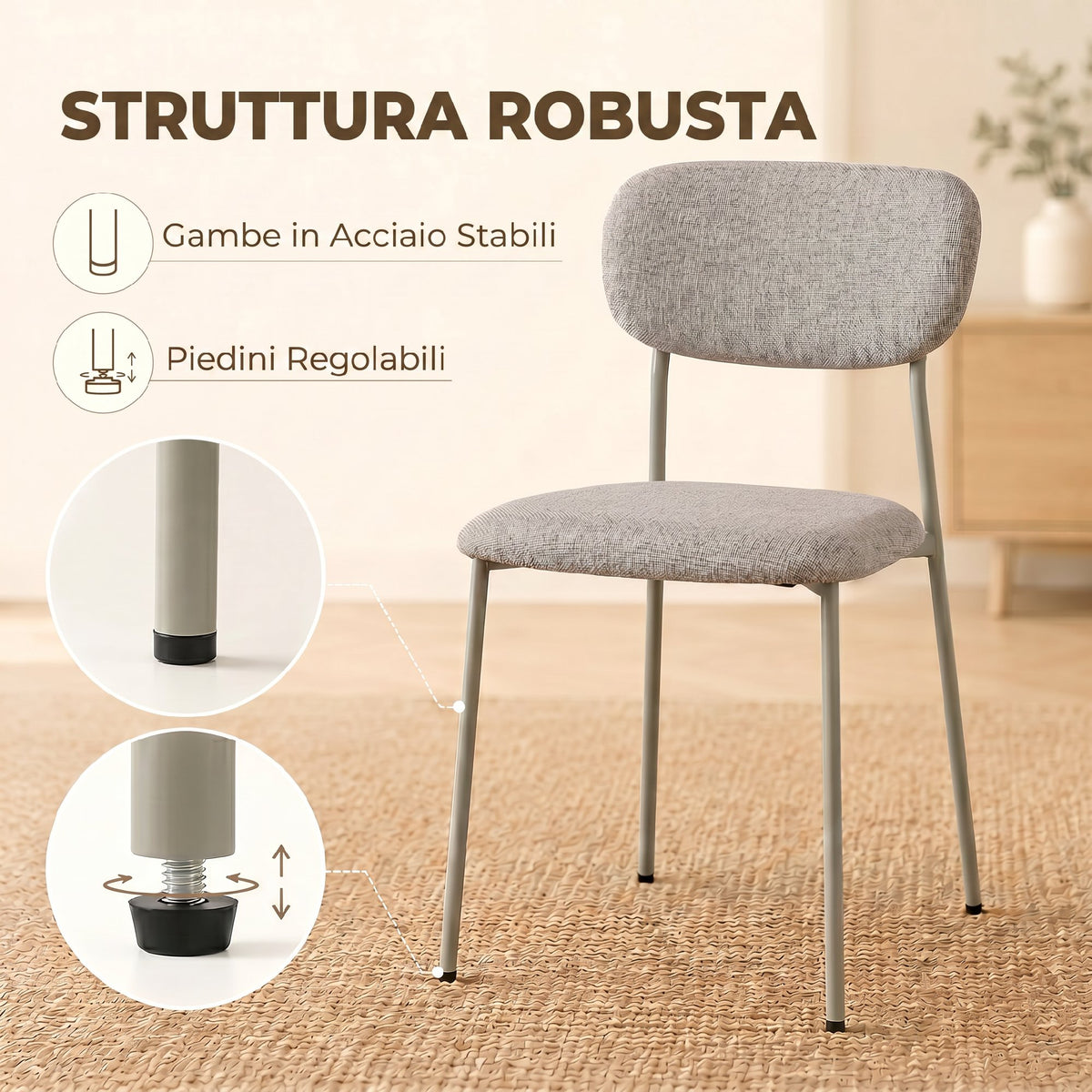 Set 2 Sedie da Pranzo Impilabili Marrone Chiaro