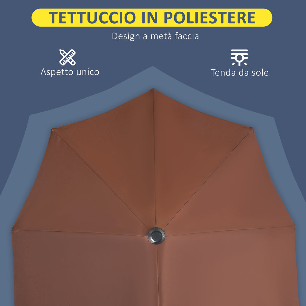 Ombrellone da Balcone Mezzaluna 2 m con Manovella e Base Inclusa