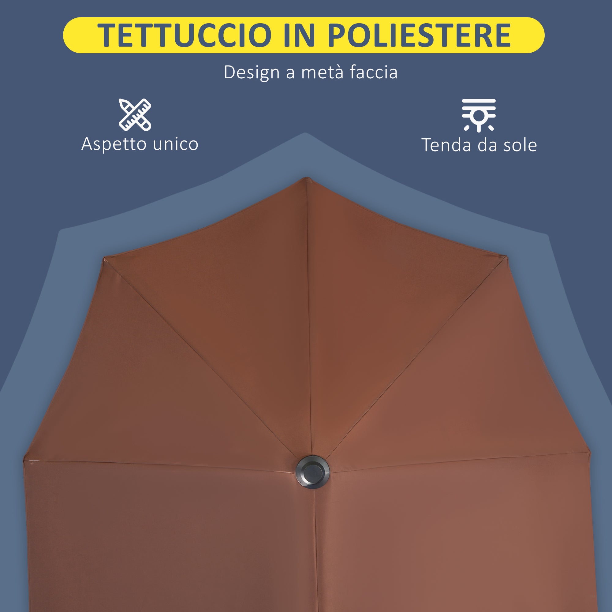 Ombrellone da Balcone Mezzaluna 2 m con Manovella e Base Inclusa