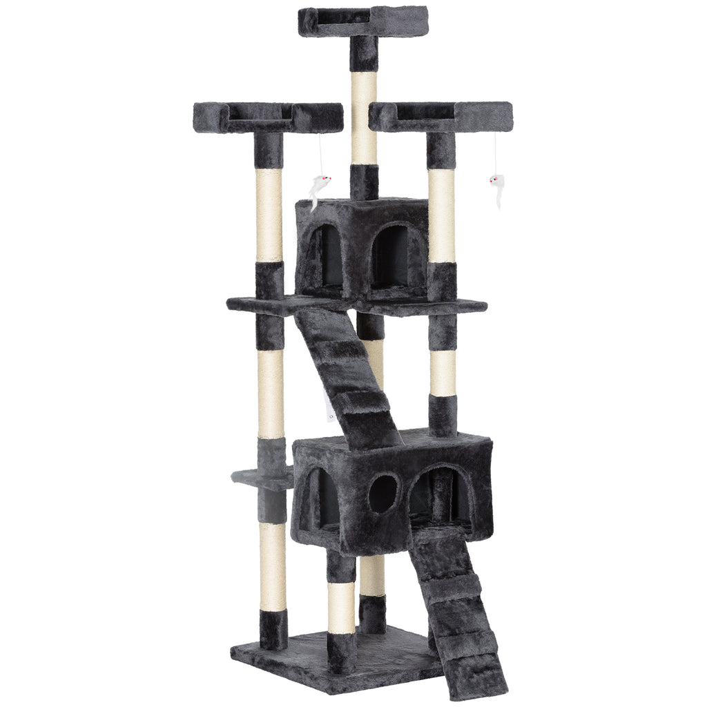 Albero Tiragraffi per Gatti in Peluche e Sisal 170 cm