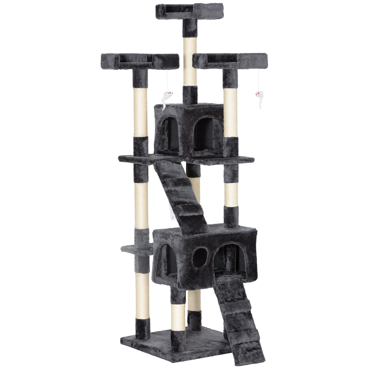 Albero Tiragraffi per Gatti in Peluche e Sisal 170 cm