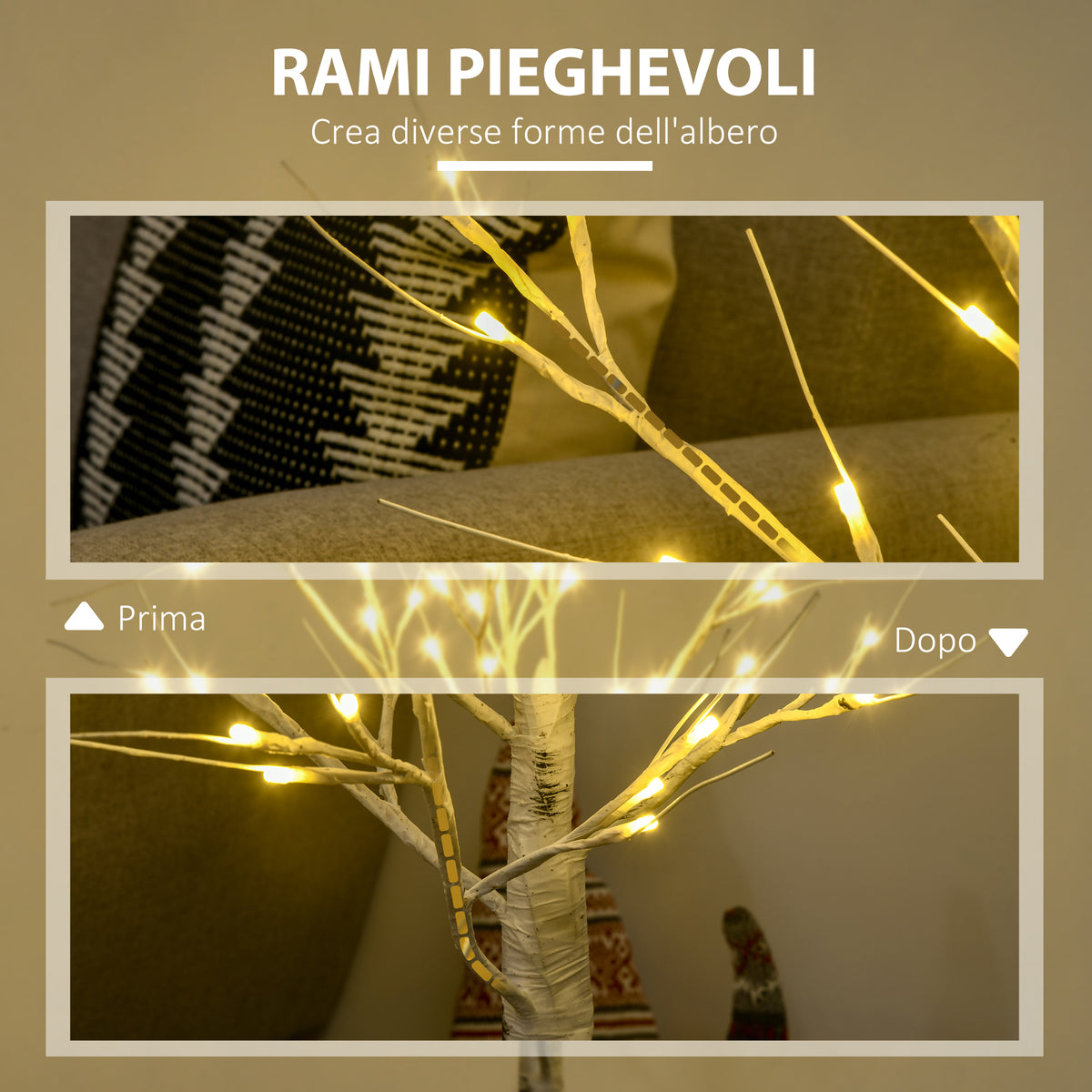 Albero di Natale Bianco 120 cm con 72 Luci LED