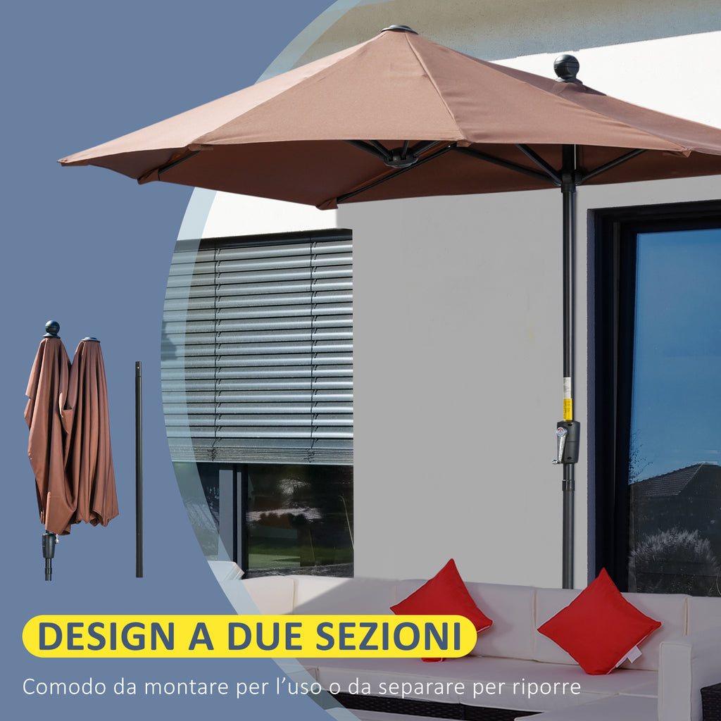 Ombrellone da Balcone Mezzaluna 2 m con Manovella e Base Inclusa