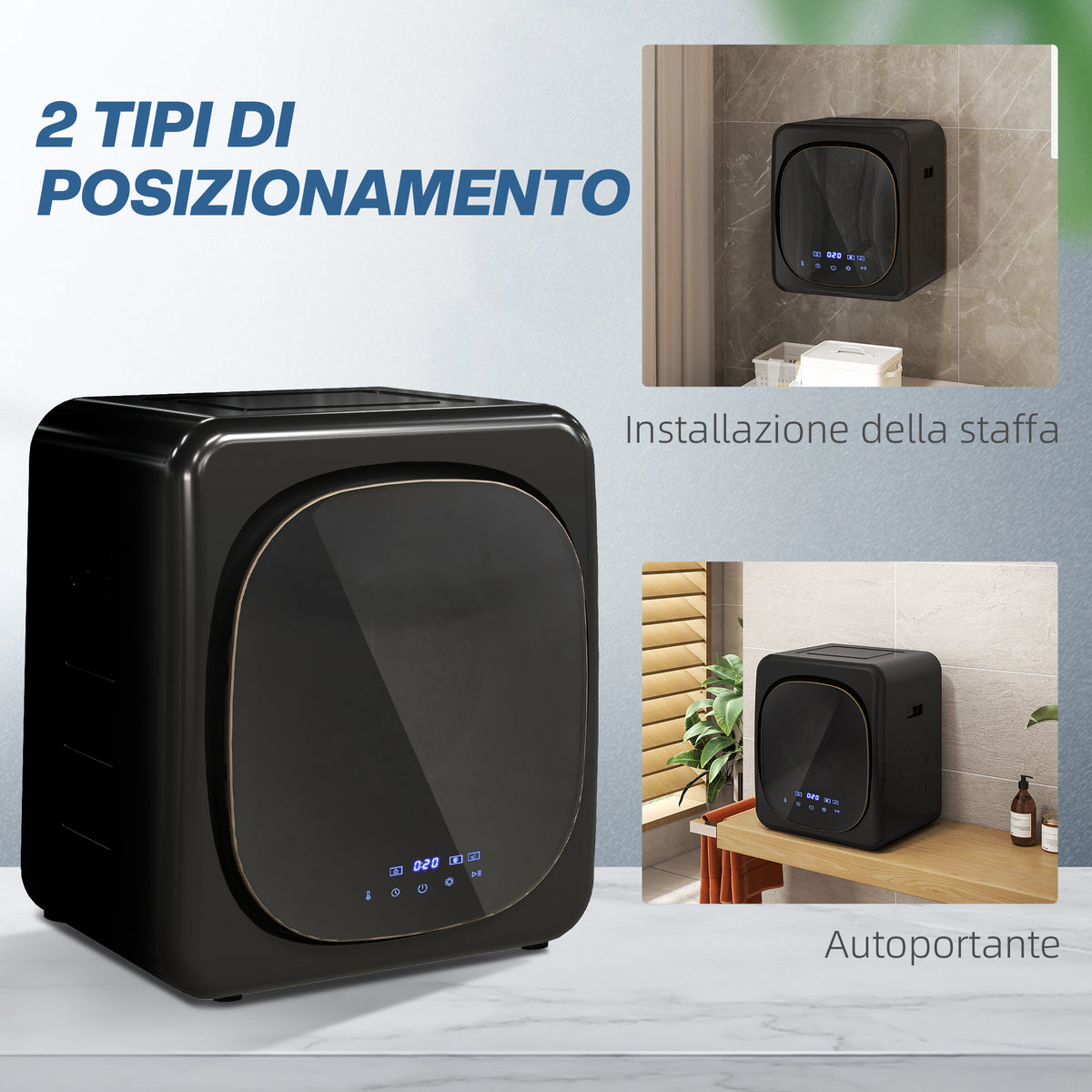 Asciugatrice 4 kg con Disinfezione UV Nera