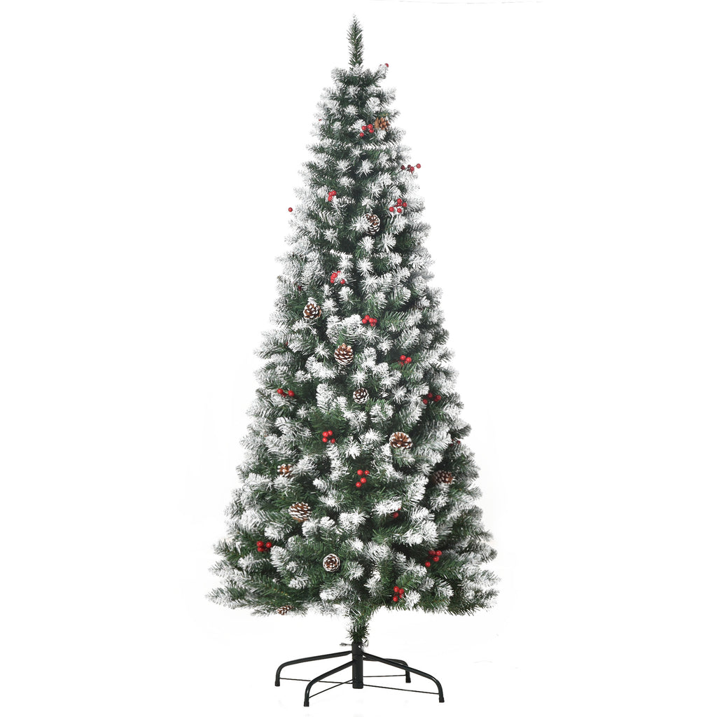 Albero di Natale 180 cm con Bacche Rosse e Pigne