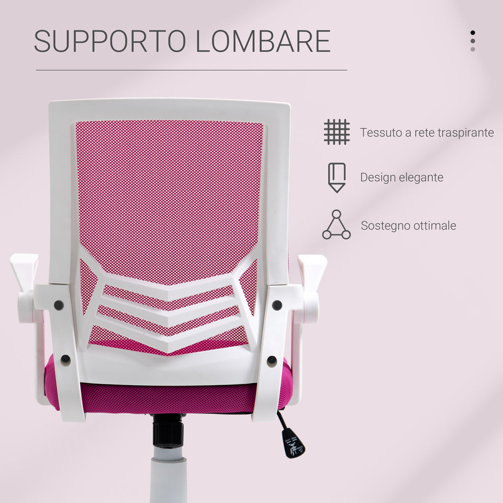 Sedia da Ufficio Ergonomica Rosa con Supporto Lombare