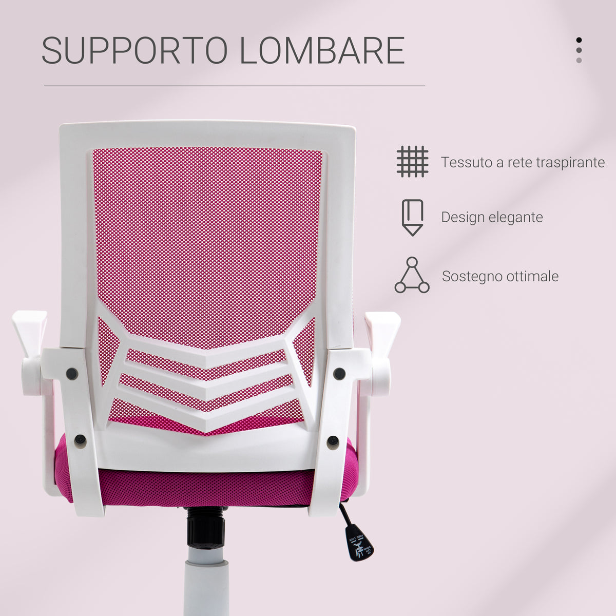 Sedia da Ufficio Ergonomica Rosa con Supporto Lombare