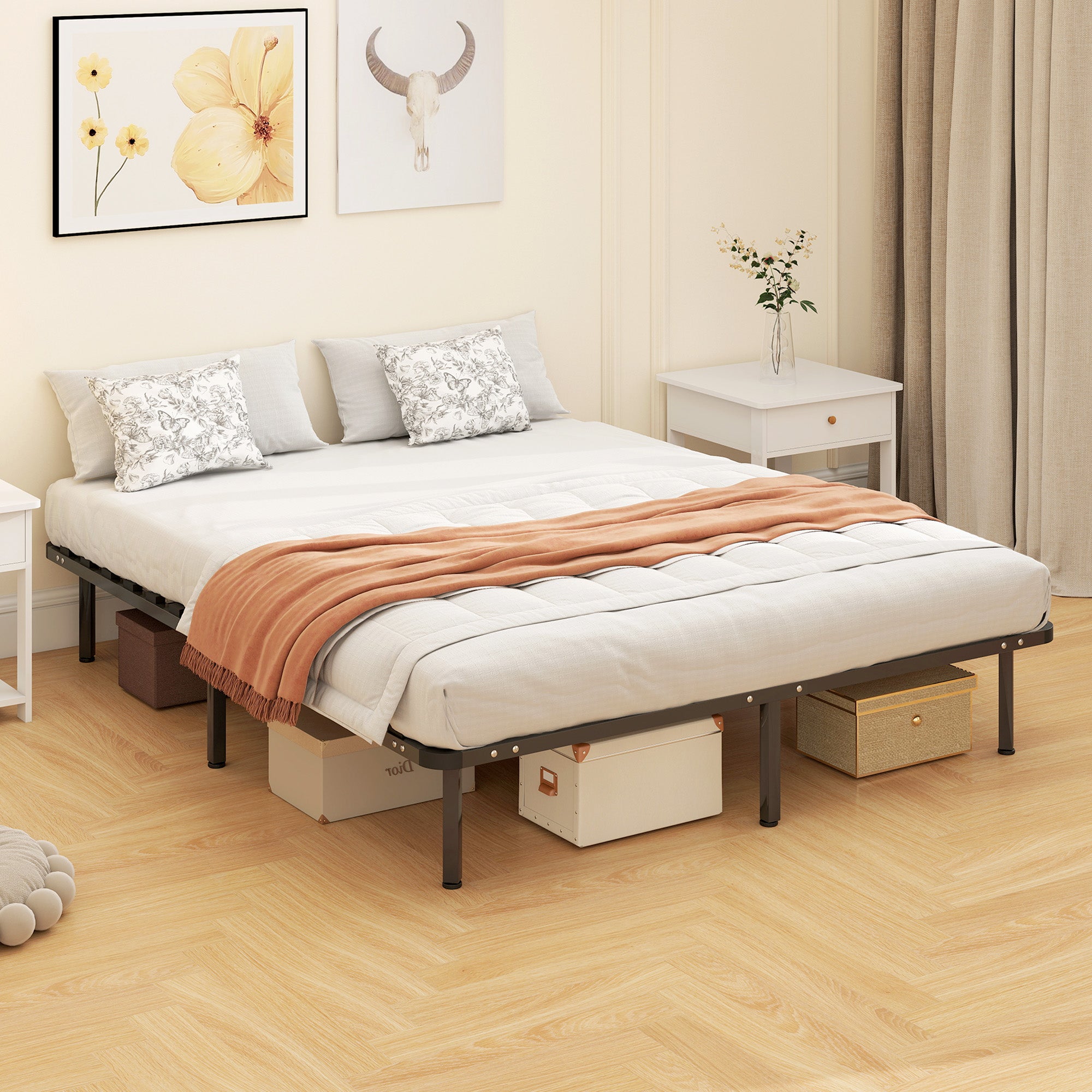 Letto Matrimoniale Industriale 160x190 cm con 28 Doghe e Spazio Contenitore