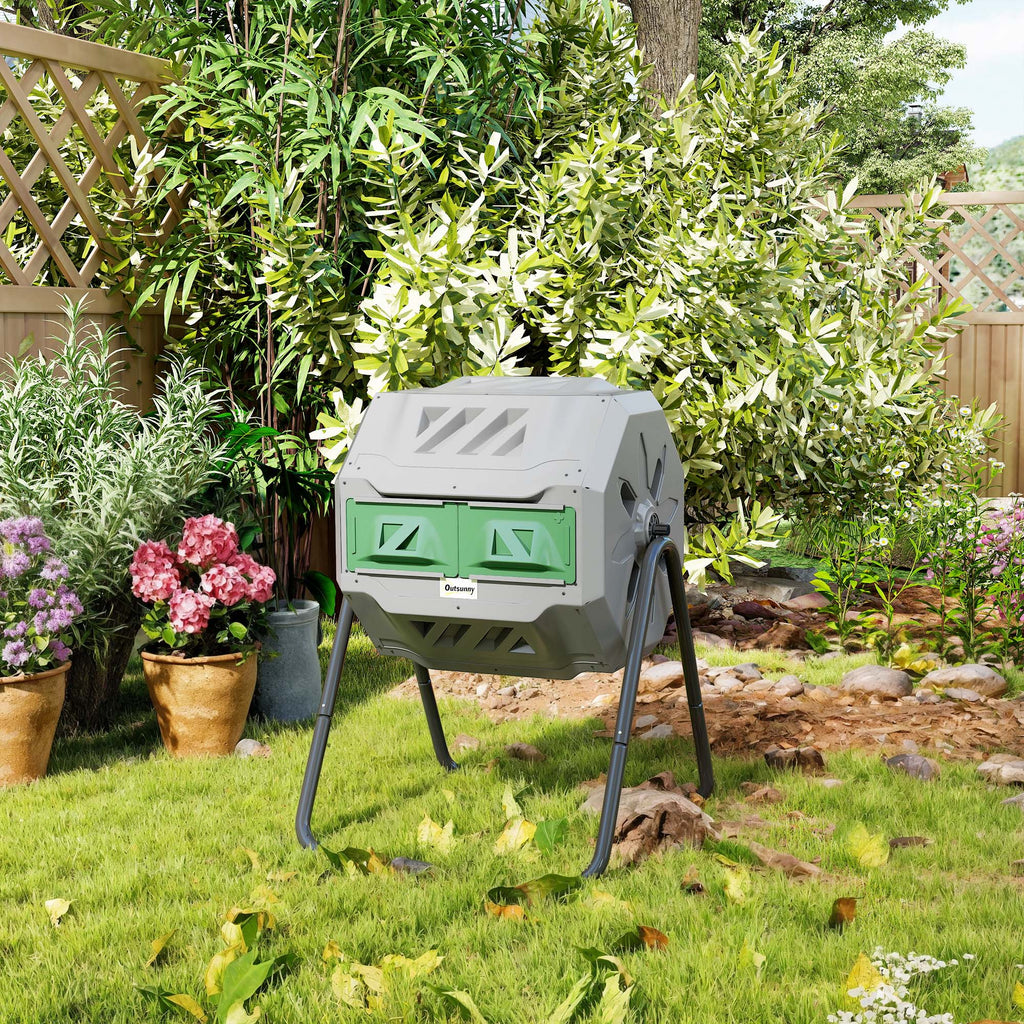 Compostiera da Giardino Girevole a 2 Sezioni