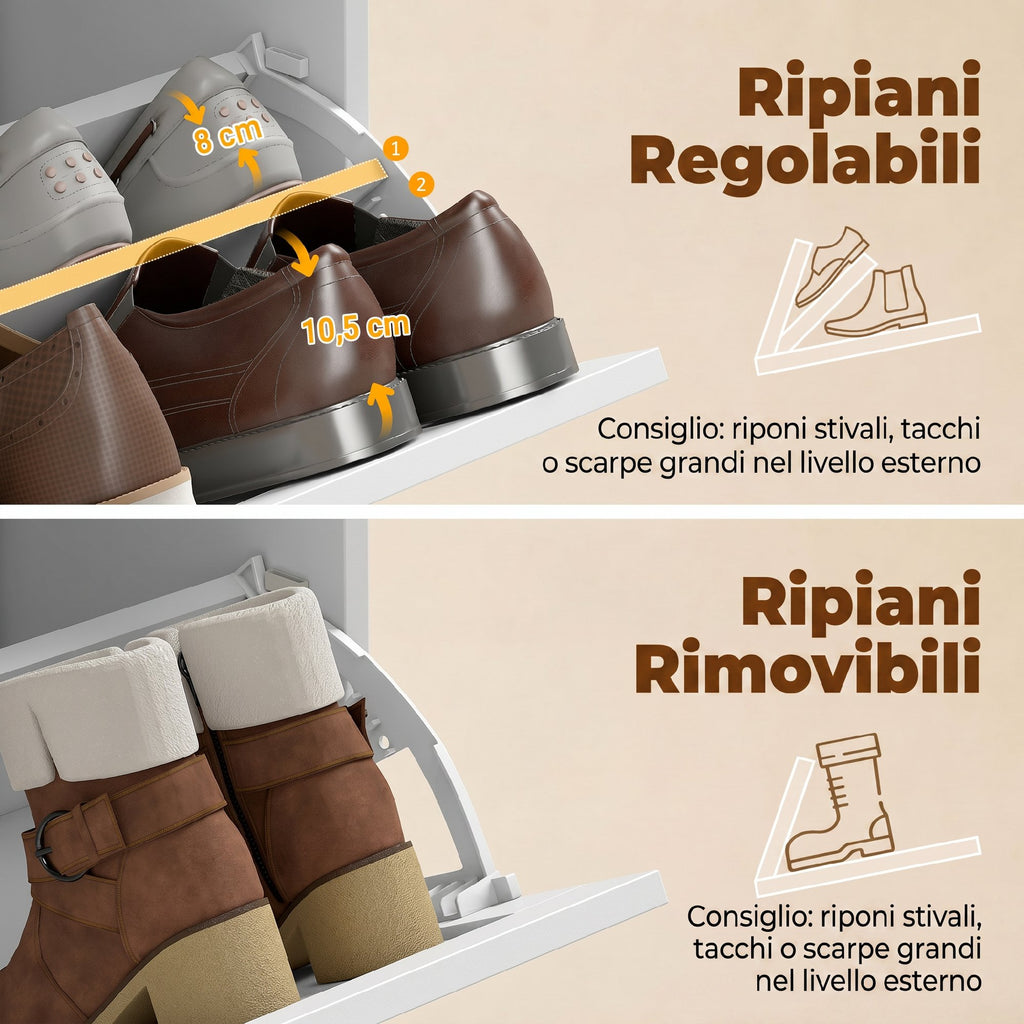 Panca Portascarpe Ingresso con Cuscino e 2 Cassetti