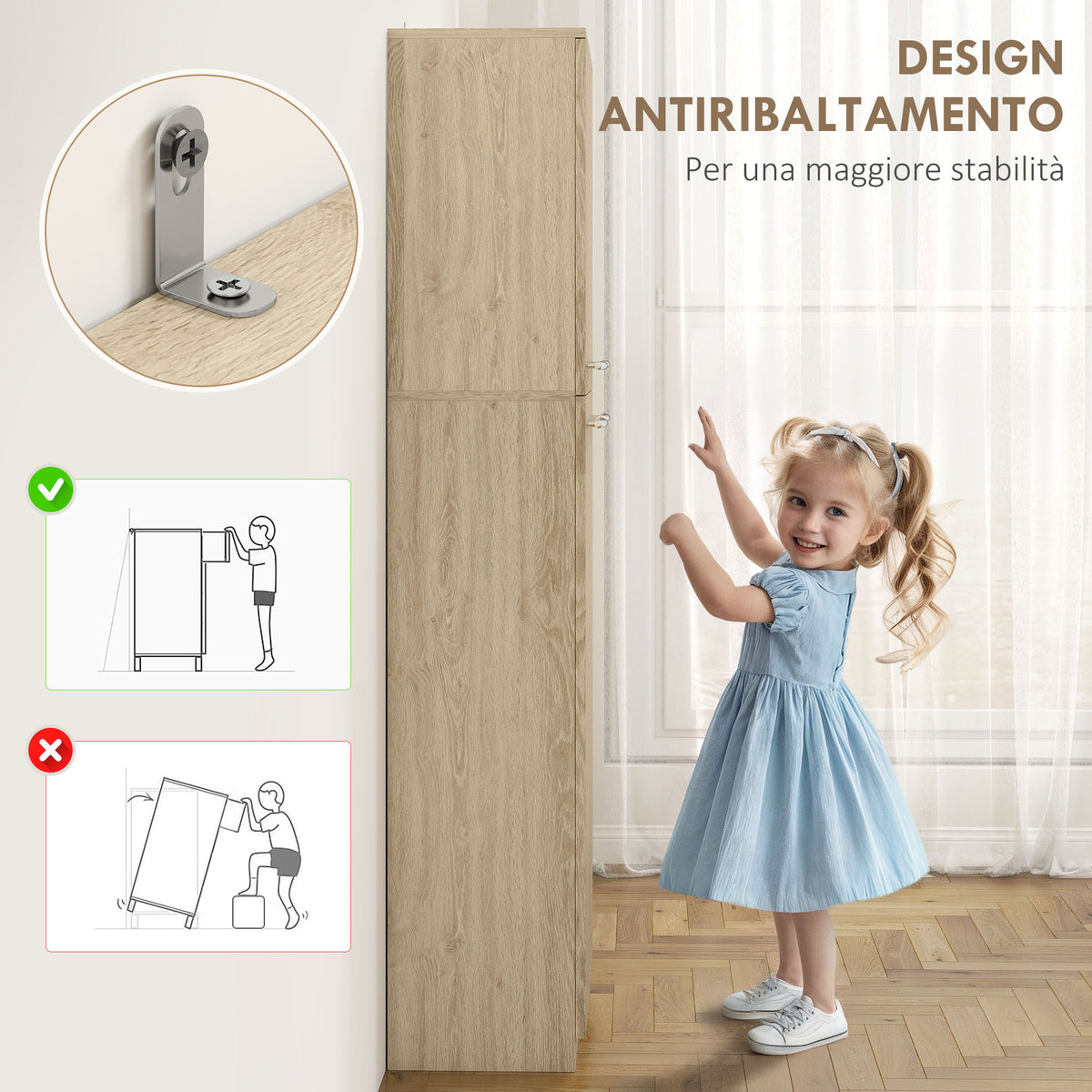 Mobile Contenitore Rovere con 2 Armadietti e Mensole