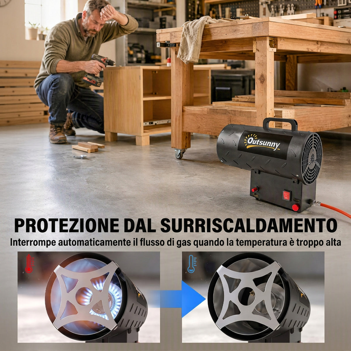 Generatore di Aria Calda a Gas 10 kW Portatile